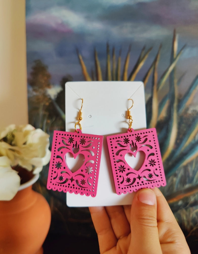 Papel Picado earrings: Corazón Sagrado