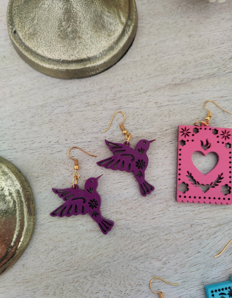Papel Picado earrings: Chuparosa