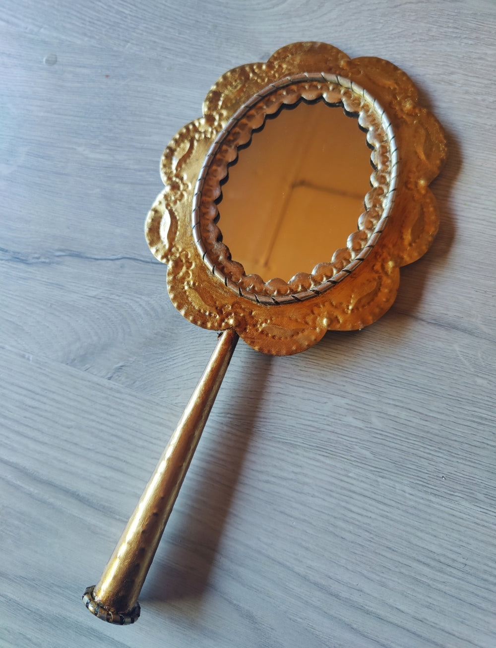 Vintage Gold leaf hand mirror