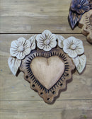 Corazón 3 Rosas Madera