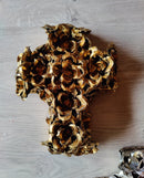 Gold Leaf Roses Cross