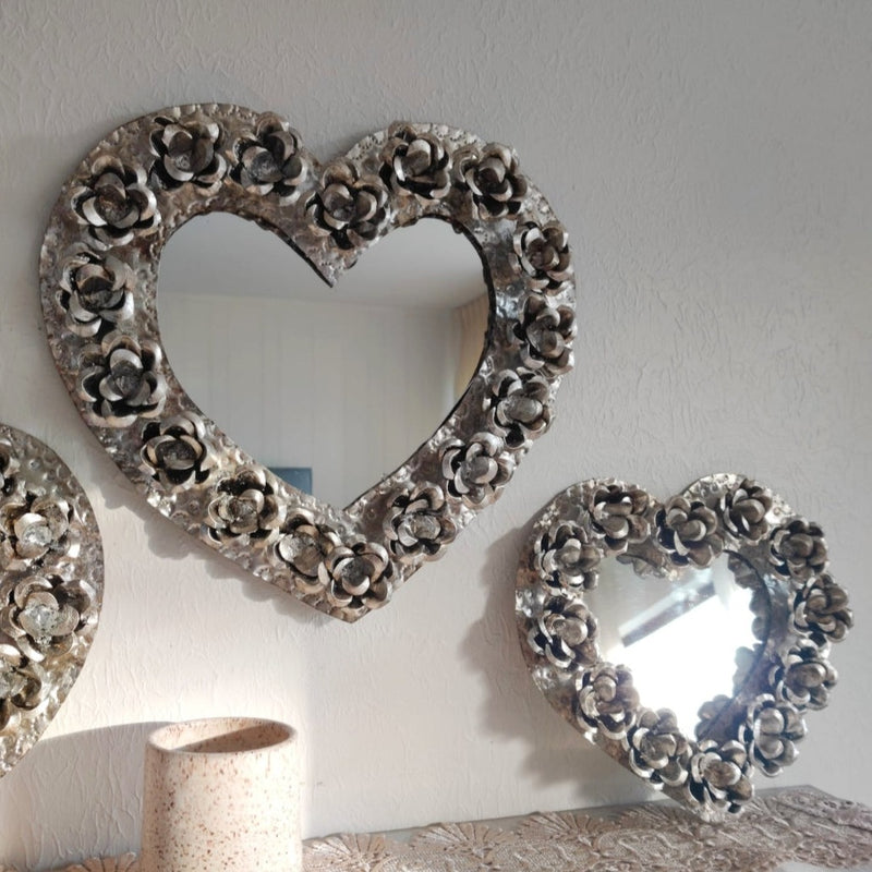 Heart Mirror Silver Leaf