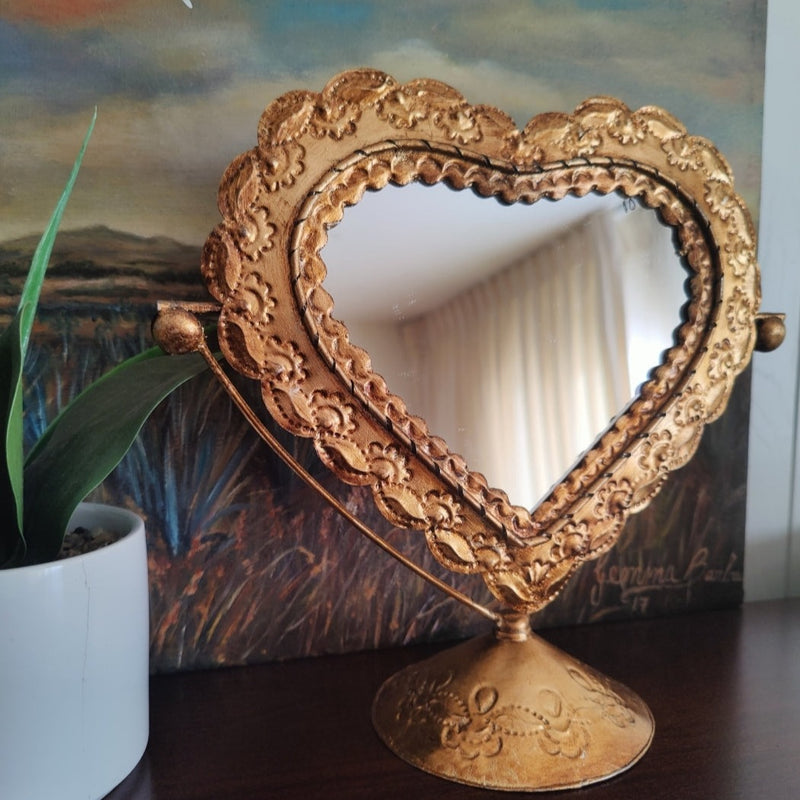Diva Heart Mirror Gold Leaf