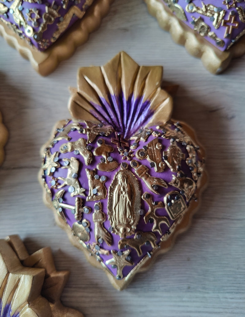 Milagro Corazón virgencita Lila