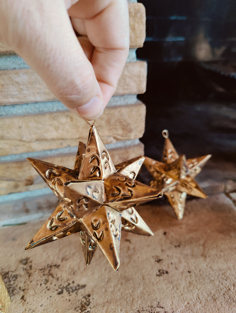 Tin Star Ornament Antique Gold