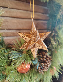 Tin Star Ornament Antique Gold