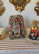 Lady of Guadalupe – Hand-Carved Virgencita with Milagritos (28CM)