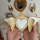 Mirror Corazon con Alas & Gold Flowers