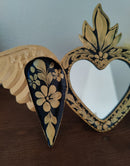 Mirror Corazon con Alas & Gold Flowers