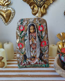 Lady of Guadalupe – Hand-Carved Virgencita with Milagritos (28CM)
