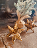 Tin Star Ornament Antique Gold