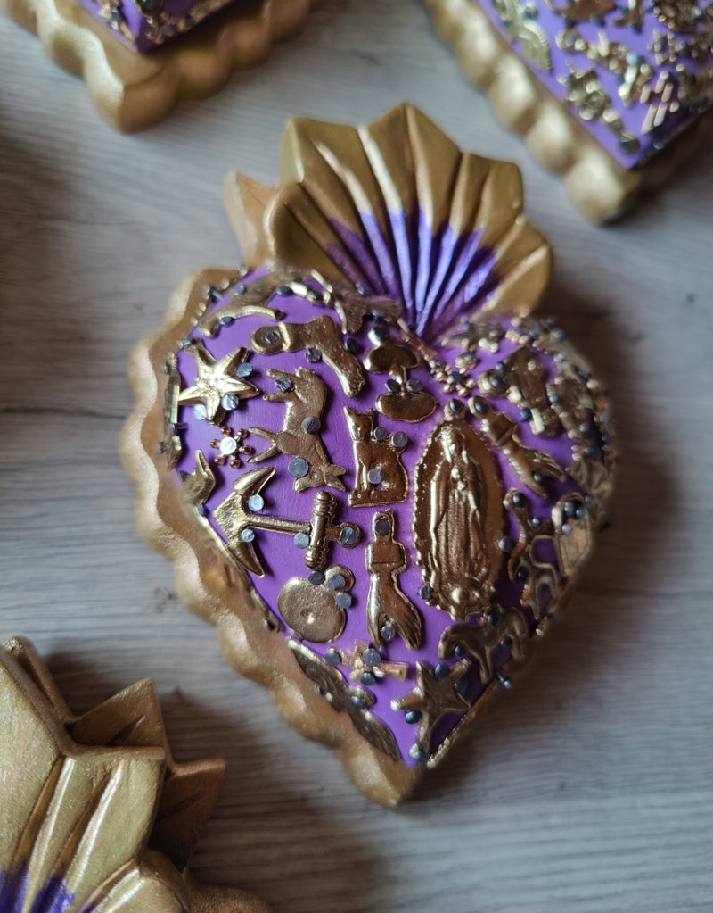 Milagro Corazón virgencita Lila