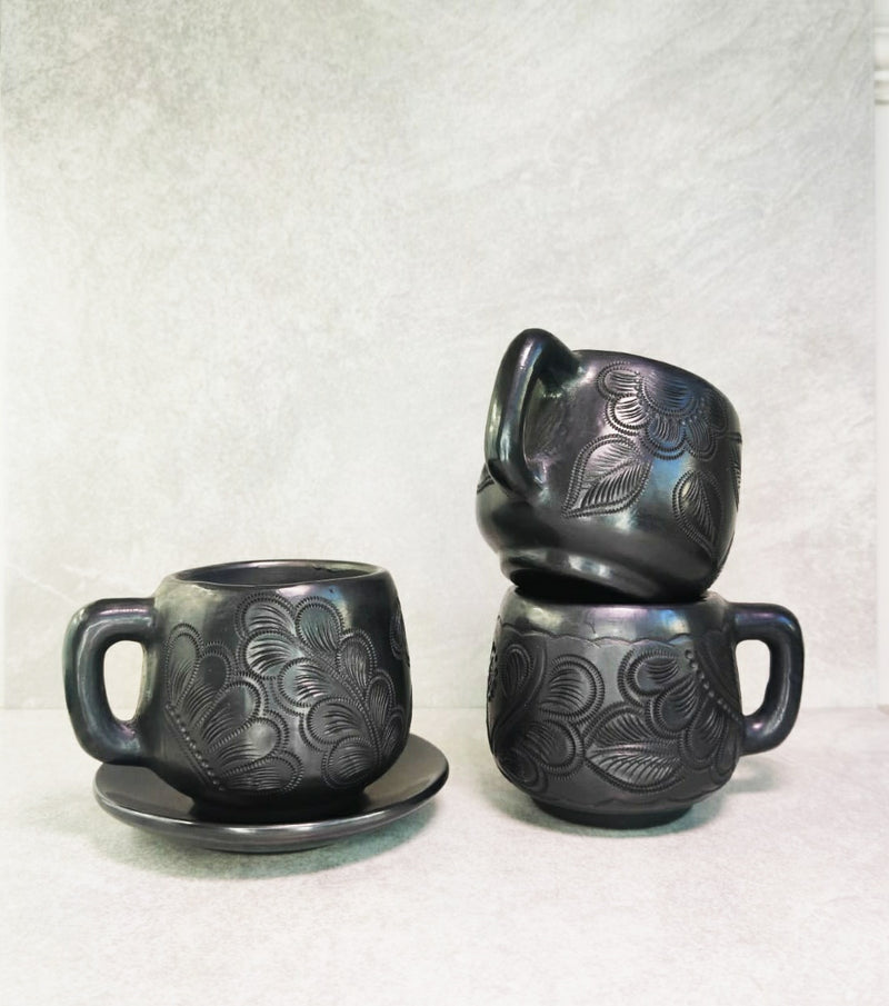 Barro Negro Decorative Mug and Saucer Set