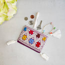 Handwoven Coin Bag: Diamond Flower