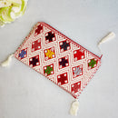 Cosmetic Textile Bag with Tassels: Diamond Flower