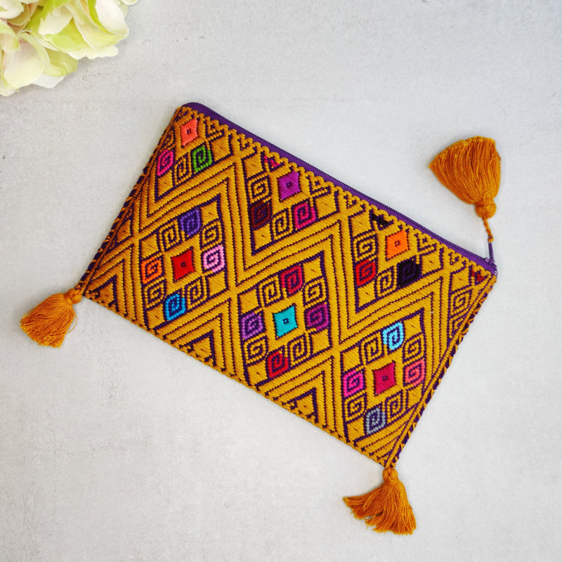 Cosmetic Textile Bag with Tassels: Tapachula