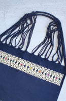 Handwoven Tote Bag: Diamond Flower