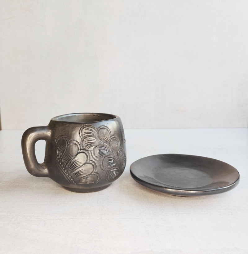 Barro Negro Decorative Mug and Saucer Set