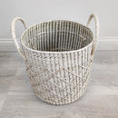 Artisanal Palm Basket Criss Cross Pattern