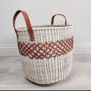 Artisanal Palm Basket Criss Cross Pattern