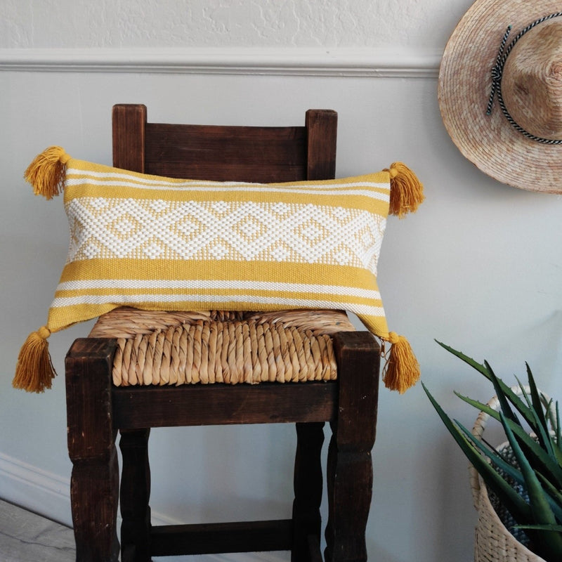 Handwoven Oaxaca Textured Pillow: Rectangular