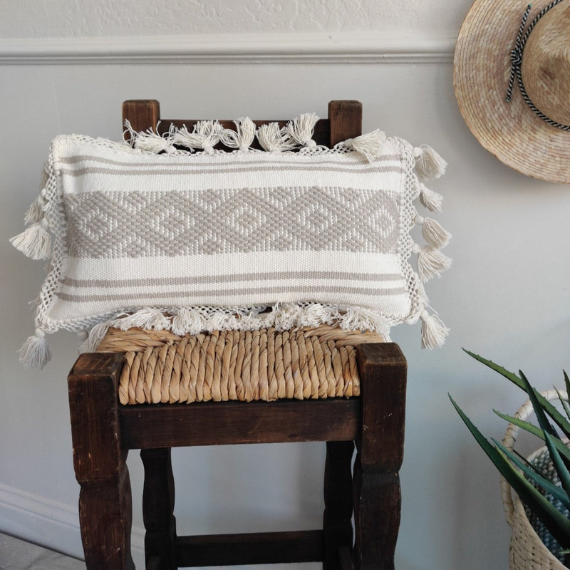 Handwoven Textured Oaxaca Pillow Cover: Rectangular