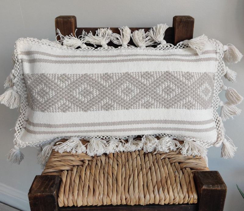 Handwoven Textured Oaxaca Pillow Cover: Rectangular