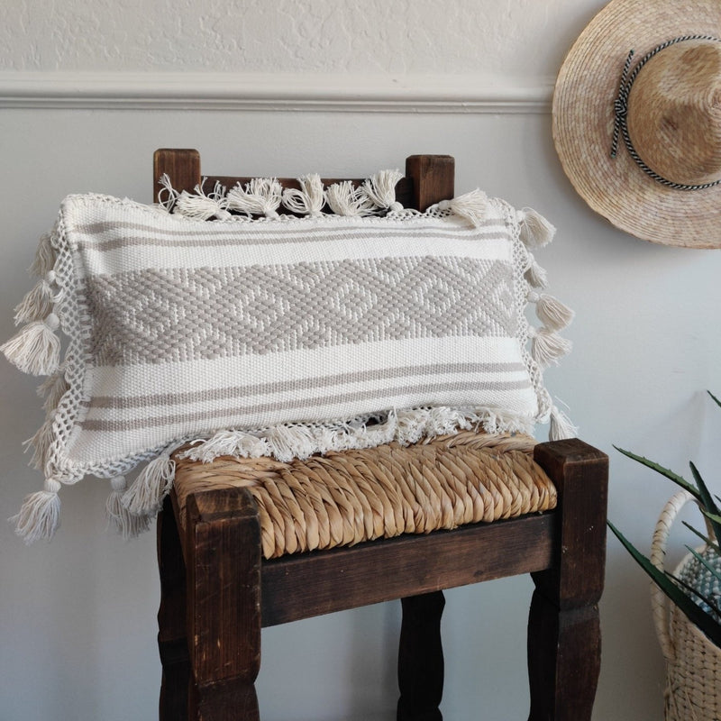 Handwoven Textured Oaxaca Pillow Cover: Rectangular