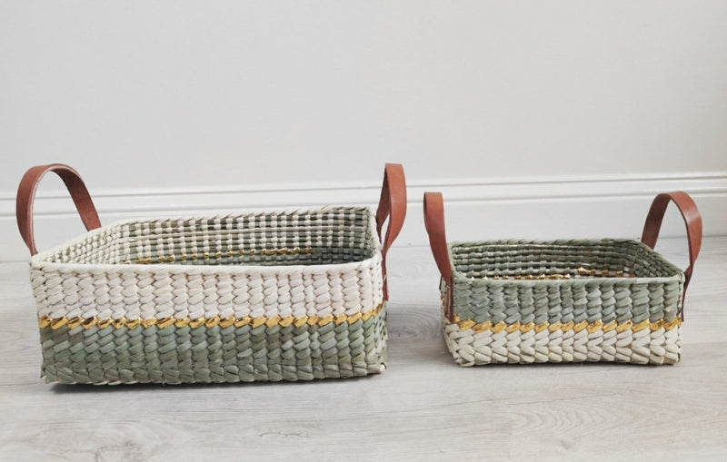 Artisanal Palm Rectangular Basket