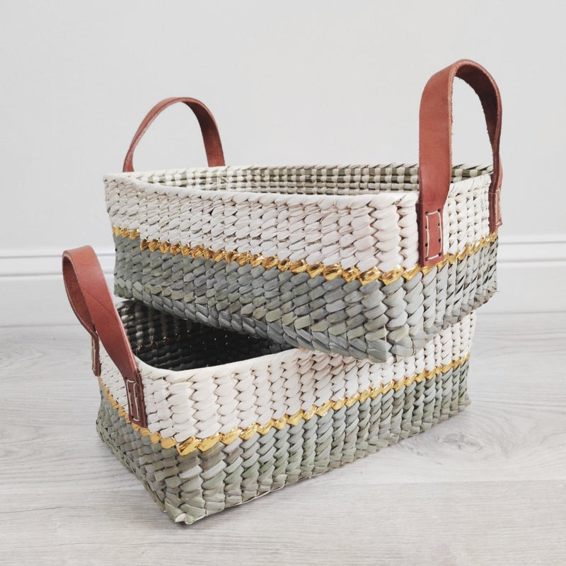 Artisanal Palm Rectangular Basket