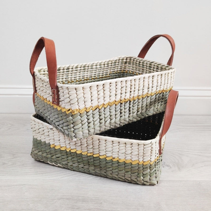 Artisanal Palm Rectangular Basket