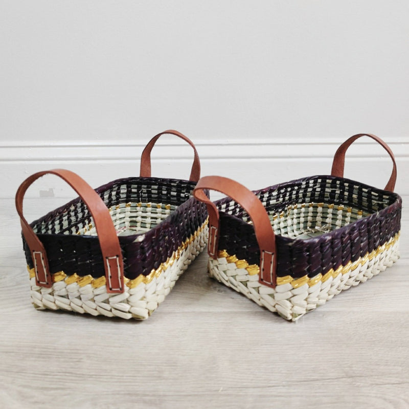 Artisanal Palm Rectangular Basket