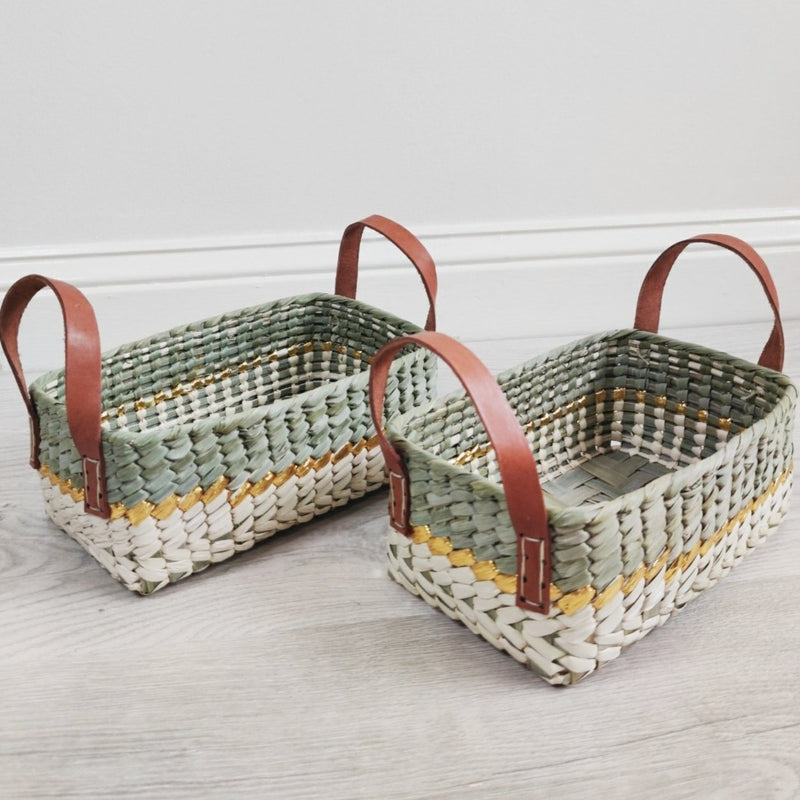 Artisanal Palm Rectangular Basket
