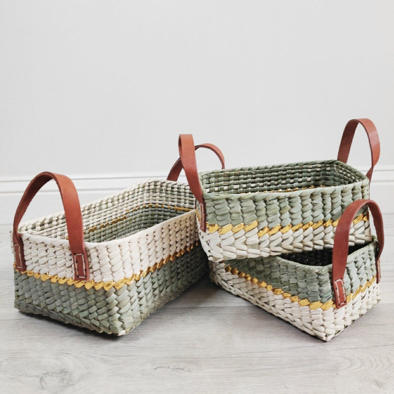 Artisanal Palm Rectangular Basket